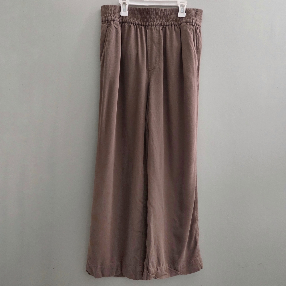 Madewell Drapeweave Carley Wide Leg Brown Pull on Trouser Pants Medium